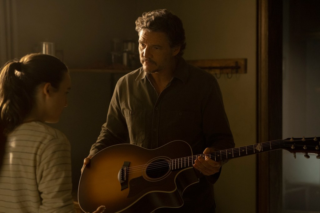 Joel gifting Ellie and new guitar